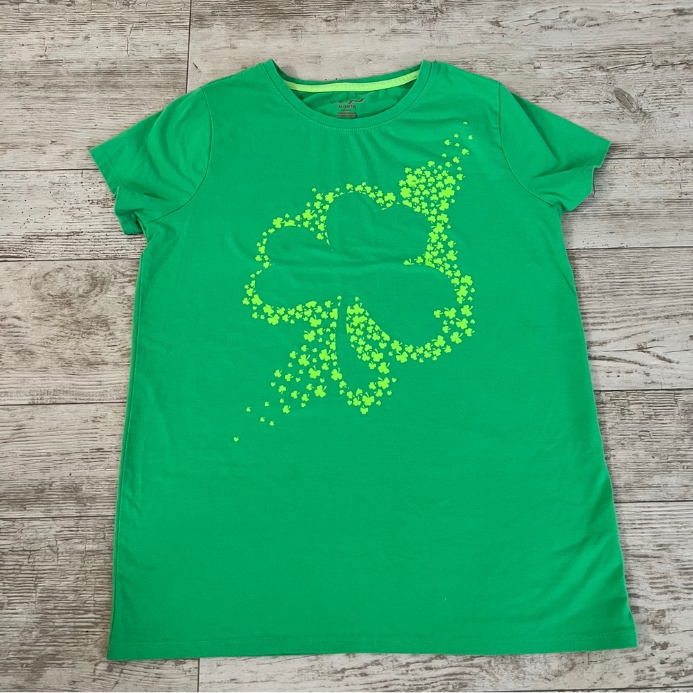 Cat & Jack Green Short Sleeve Tee with Shamrock Design